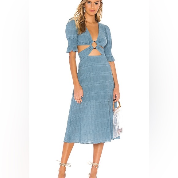 Tularosa Nanette midi dress in dusty blue size L.